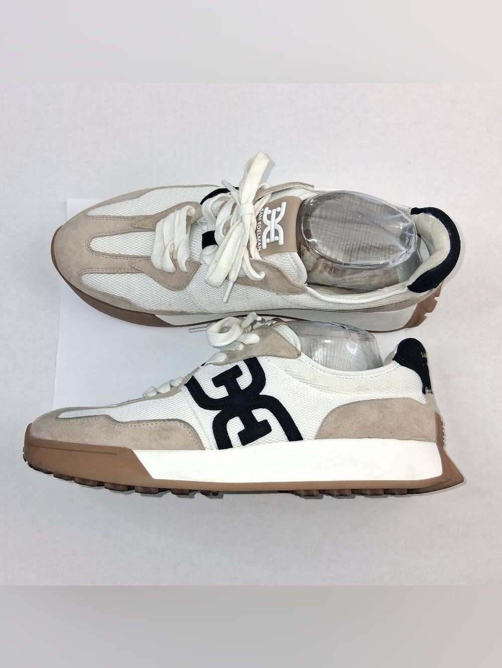 Sam Edelman Langley Khaki White Suede Sneakers